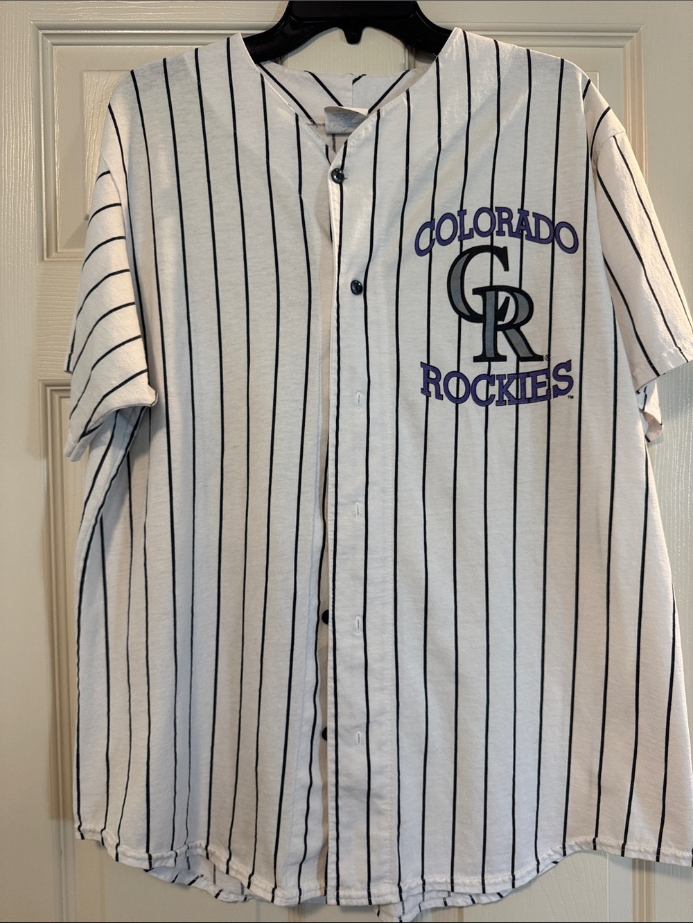 Vintage Colorado Rockies button up pinstripe t shirt